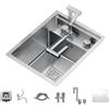 Mokid Lavelli da cucina Lavello Invisibile Da Barra In Acciaio Inox Lavello Da Incasso A Una Vasca Da Cucina Mini Bacinella Lavello Piccolo Con Coperchio, Rubinetto Abbattibile ( Color : Silver , S : 30*45*
