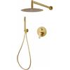 Topolenashop Set Doccia Incasso 2 Vie Oro Tondo - Sistema Doccia Completo con Soffione 25 cm, Doccetta, Braccio 40 cm, Flessibile 180 cm, Miscelatore Monocomando, Design Moderno | 87896