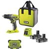 RYOBI Confezione RYOBI - Trapano e avvitatore R18DD2-220S - 18V One Plus - 2 batterie 2,0Ah - 1 caricabatterie - Valigetta ant