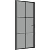 vidaXL Porta Interna 93x201,5 cm Nera in Vetro ESG e Alluminio