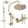 Rea - Colonna Doccia Con Termostato Parot Brushed Gold Sistema Doccia In Ottone Per Bagno (Oro) 45x27x120cm
