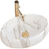 Rea - Lavabo Da Appoggio Linda Lava Mat Lavabo Bagno 485 X 340 X 145 mm Ceramica (Imitazione Pietra)
