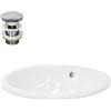 ML DESIGN modern living ML-Design Lavabo in Ceramica Bianca Lucida 49 x 40,5 x 19,5 cm Lavandino da Incasso Ovale Moderno Bacinella Lavamani per Bagno Lavello con Set di Scarico Standard Cromato