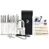 YCXNLONG Set di 20 grimaldelli con lucchetto trasparente, kit professionale per principianti ed esperti, gadget portatili da uomo per sicurezza e allenamento