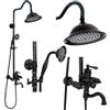 Rea - Colonna Doccia Set Vintage Black Sistema Doccia In Ottone Per Bagno (Nero) 46,5x20,5x137cm