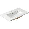 NUESTRA VIDA Lavabo ad Incasso 71 x 46 x 16 cm in Ceramica, Bianco Lucido Rettangolare, Lavabo Bagno da Appoggio con Foro Rubinetto e Troppopieno per Mobili Bagno