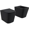 Parama Sanitari in ceramica filomuro nero opaco vaso rimless bidet sedile soft-close chiusura rallentata mod. Londra