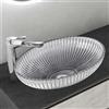 Mai & Mai Lavabo da Appoggio 50,5x35x14,5cm, Lavandino Bagno in Vetro Temperato Ovale Minerva04, Trasparente