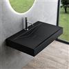 Mai & Mai Lavabo da Appoggio 80x48x10cm, Lavabo Bagno Sospeso Lavandino Bagno Rettangolare Colossum810 Marmo fuso, Nero Opaco