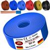MAS Premium Conduttore H07 V-K 1 x 10 mm² nero, marrone, blu scuro, verde, giallo, azzurro o rosso, cavo singolo flessibile, 5 m, 10 m, 20 m, 25 m, 30 m, 40 m, 50 m fino a 100 m (azzurro, 50 m)