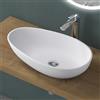 Mai & Mai Lavabo da Appoggio 59.8X36X14cm, Lavandino Bagno Ovale Colossum809 Lavabo da Marmo Fuso, Bianco Opaco