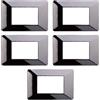 Electron 5 Placche, 3 moduli/posti, Compatibile Con Vimar Plana, colore grigio cromato, Placche In plastica di alta qualità, 100% compatibile con i supporti e i moduli originali