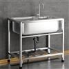 MJYDKBZ Lavello autoportante,Lavello in Acciaio Inox con Rubinetto Lavandino Commerciale 68x44x75cm Lavandino Camper per Cucina Ristorante Caffè Garage Interno Esterno