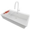 PRIMAGRAN Lavandino Angolare Tutto Bianco 88x50cm, Lavello in Granito a 1 vasca + Rubinetto 40x20cm + Set di accessori, Lavabo da Cucina Incasso al Mobile 90cm - Oslo 90 Top S691