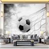 Generic Carta da parati artistica 3D in tessuto non tessuto Sport Calcio 200 x 140 cm Carta da parati decorazione murale, carta da parati per soggiorno e camera da letto, Grigio Bianco