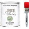 bianco Shabby CHALK PAINT Verde Salvia & PENNELLO - Pittura Shabby Chic Vintage EXTRA OPACA (1 Litro) + 1 Pennello Professionale (40 mm)
