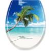 Aufun Sedile WC Copriwater Sedile del water universale con abbassamento automatico, di alta qualità e fissaggio rapido, coperchio WC in plastica rigida Duroplast - Blu mare