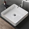 doporro Lavabo Bagno Quadrato Lavabo da Appoggio in Ceramica Lavandino con Bordo Sottile 40x40x11 cm Bianco Lucido Lavamani Lavello senza Foro Rubinetto per Guardaroba Bagno Brüssel105