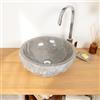 wohnfreuden Lavabo in marmo grigio ovale 40 cm - Pezzo unico lavabo in pietra interno lucido esterno martellato per il bagno - Lavandino in pietra naturale per WC degli ospiti