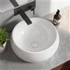 NUESTRA VIDA Lavandino di Appoggio Design Moderno, Lavabo da Appoggio 40 x 40 x 15,5 cm, Lavandino Bagno Lavabo Rotondo in Ceramica, Finitura Bianco Lucido, Senza Foro per Rubinetteria