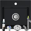 empiria SINK QUALITY Sink Quality lavello nero 45 × 42 cm - Lavabo con sifone e impregnazione - Lavabo per sottolavello a partire da 45 cm - Lavello in granito 1 bacino - Lavello nero senza scolapiatti