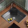 Generic Lavello da cucina angolare a forma di L, multifunzione in acciaio inossidabile 304, lavabo singolo con rubinetto girevole a 360° per lavare piatti e pulizia di verdure
