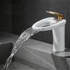 LAKKOAKOAA Rubinetto Lavabo Cascata Rubinetto Bagno, Stile Moderno Ottone Monocomando Miscelatore Bagno, Miscelatore Lavabo, Bianco