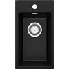 PRIMAGRAN Lavello da Cucina Nero 28x50cm, Lavandino in Granito a 1 vasca + Sifone Classico, Lavabo da Cucina Incasso al Mobile 30cm - Riga S001