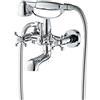 Gx Rubinetto Per Vasca Da Bagno, Miscelatore 2 Manopole Esterno Per Vasca/doccia, Con Doccetta E Tubo Flessibile Doccia Da 150Cm Sistema Doccia a Parete, Ottone Cromate, Stile Antico