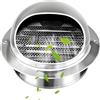 Generico Griglie Di Ventilazione A Sfera Da, Con Zanzariera In Acciaio Inox 304 Prese D'aria, Griglia Aerazione Antipioggia Sfiato, Per Delle Asciugatrici, Campane Aspiranti, Argento(100mm/3.94inch)