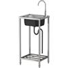 MJYDKBZ Lavello in acciaio inox a libera installazione, lavandino mobile per cucina, bagno, giardino, con rubinetto, per esterno, cortile, garage, campeggio, fattoria, 38 cm