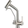 SJQKA Rubinetto 3 Vie Cucina Con Doccetta Estraibile, Ottone Per I Sistemi Osmosi Inversa Miscelatore 3 Vie Cucina Girevole A 360 ° Acqua Fredda E Calda (Spazzolato)