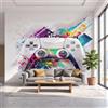 Generic Carta da parati Gamepad Graffiti 200x140 cm Fotomurali Murale alla moda Decorazione da Muro Poster Gigante Design Carta per pareti Ornamento