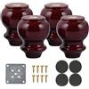 sgxxkj123 Set di 4 Gambe Legno, Piedini per Tavolino Divano in Legno Massello, Piedini per Mobili Rotondi in legno vintage, per Divano TV Cabinet Letto Tavolo, Antiscivolo(Color:red,Size:8cm/3.15in)