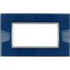 puntoluceled Placca in vetro lucido compatibile con BTicino Axolute 4 moduli Blu Capri - Cornice frontale da incasso cassetta 504