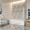 AICA ITALY Box Doccia Sopravasca Cabina Da Vasca Parete Vasca mobile 180 Gradi Vetro 6mm Trasparente Anticalcare 100x75x140cm