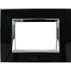 puntoluceled Placca Delux in vetro lucido compatibile con Vimar Arke 3 moduli Nero - Cornice frontale da incasso cassetta 503