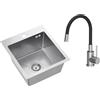 VBChome Lavello da Incasso 40x45 cm in Acciaio Inox Spazzolato con Rubinetto Flessibile - Lavandino Cucina con Foro Miscelatore, Antigraffio, Resistente al Calore
