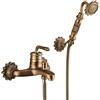 LAKKOAKOAA Rubinetto Vasca Da Bagno Miscelatore Vasca Da Bagno Antico Vintage Stile Ottone Monocomando, Rubinetto Doccia Da Muro Con Doccetta E Flessibile Doccia Da 1,5 M, Bronzo