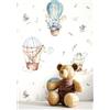 NEWROOM carta da parati Azzurre Palloncino Tessuto non Tessuto - Bambini Turchese Bianchi Animali Mongolfiera Giocoso
