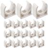 SENRISE Morsetti per tubi dell'acqua in PVC da 32 mm, 20 pezzi, a forma di U, adatti per vassoi TV da 32 mm, supporto universale per tubo singolo, bianco