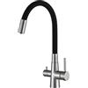 ANWEALTH Rubinetto per Filtro Acqua A 3 Vie Rubinetti per La Cucina Miscelatore per Lavello Acciaio Inossidabile Miscelatore Cucina Lavello 1 Foro Beccuccio Girevole 2 Uscite Acqua Spazzolato