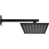 Inbagno Kit doccia nero opaco con braccio 30 cm e soffione rettangolare 30x20 cm, in acciaio inox con snodo orientabile e ugelli anticalcare