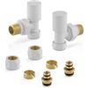 Inbagno Kit valvole termoarredo in acciaio bianco, COMPLETO di raccordi multistrato da 16x2 mm, attacchi universali G ½"