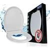 WENKO Sedile WC Rieti - Sedile WC con chiusura automatica ammortizzata, 350 KG portata, Termoindurente, 37 x 44.5 cm, Bianco