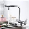 ZPSPZ Rubinetto da Cucina Pieghevole Sottofinestra Miscelatore Cucina 3 Vie Ottone Girevole a 360° Acqua Calda e Fredda Acqua Pura Rubinetto Cucina per Depuratore-Chrome-B