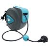VA-Cerulean Avvolgicavo automatico, 20 m, girevole a 180°, per montaggio a parete, colore blu, con supporto a parete, cavo elettrico con protezione da sovraccarico, prolunga automatica
