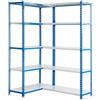 Simon Rack Scaffale Metallo Garage Angolo, 10 Ripiani, 80 kg di Punto di Flessione, 1800x1000x400 mm, Scaffale Garage, Senza Viti, 2 Modulo Extra, Blu/Bianco - Simoncorner