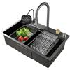 Furniture Franke Lavello da Cucina, Acciaio Inox Nero, Stile Moderno, Bacino Singolo, 68x45x22 cm, Installazione a Incasso, Scarico Pop-Up, Finitura Spazzolata
