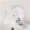 XDSMB Rubinetto Bagno Cascata, Bocca Larga Ultrasottile Miscelatore Bagno Lavabo, Rame Pieno Rubinetto per Lavabo,Bianco